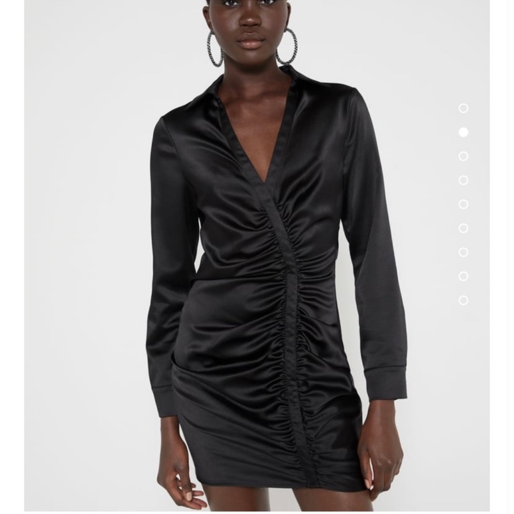 NWOT ZARA SATIN ROUCHED DRESS MEDIUM